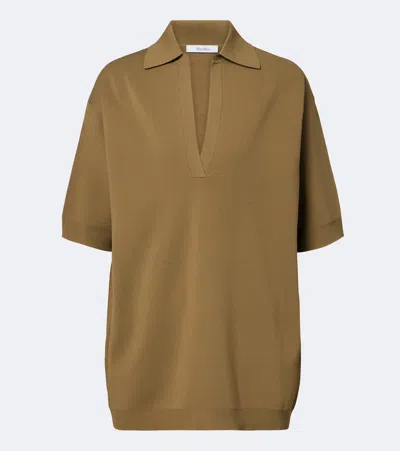 Max Mara Oversized Knitted Polo Shirt In Metallic