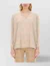 Max Mara Oversized Knitwear With V-neck And Long Sleeves In Neutral