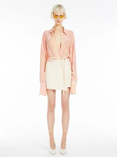 Max Mara Oversized Lace-print Silk Tunic In Pink