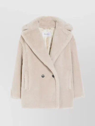 Max Mara Oversized Lapel Alpaca Wool Coat In Neutral