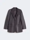 Max Mara Oversized Leather Blazer In Brown