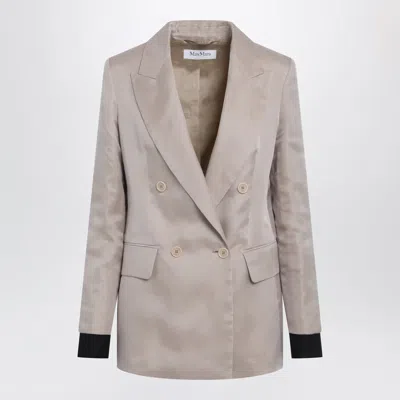 Max Mara Oversized Linen And Organza Blazer In Pink In Gray