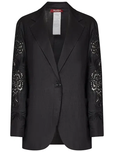 Max Mara Studio Woman Blazer Black Size 12 Linen