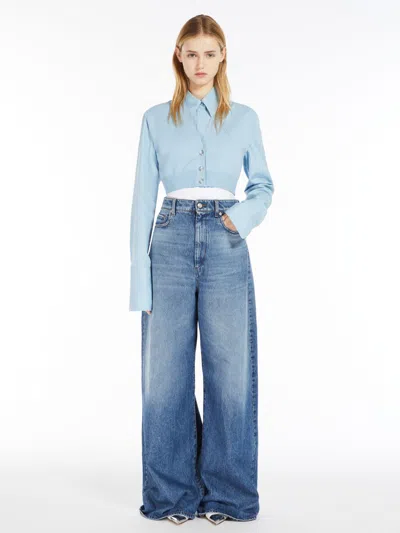 Max Mara Oversized Low-rise 5-pocket Trousers In Blue