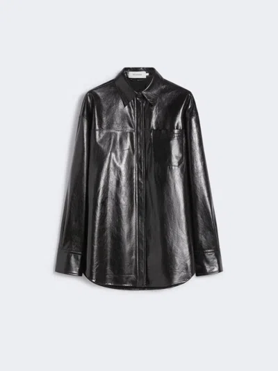 Max Mara Oversized Nappa Leather Shirt In Black