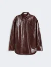 Max Mara Oversized Nappa Leather Shirt In Brown