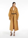 Max Mara Long Double Breasted Coat With Belted Cuffs In Tobacco