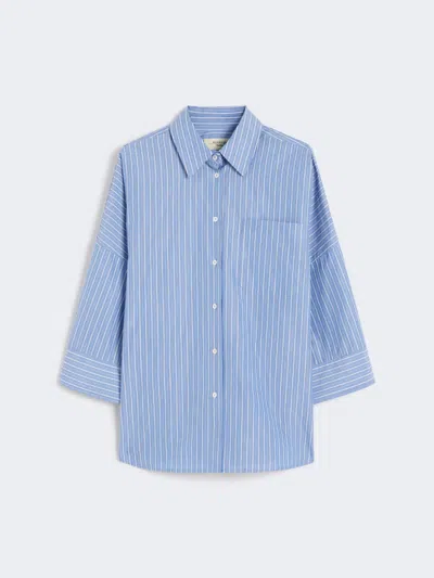 Max Mara Oversized Poplin Shirt In Blue