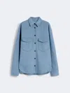 Max Mara Oversized Pure Wool Shirt In Blue
