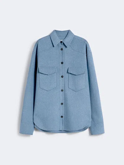 Max Mara Oversized Pure Wool Shirt In Blue