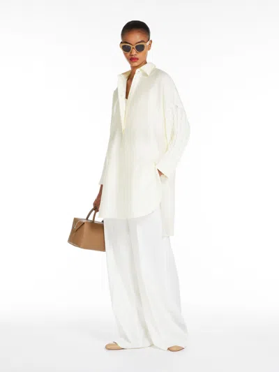 Max Mara Oversized Shirt In Brushed Cotton In White