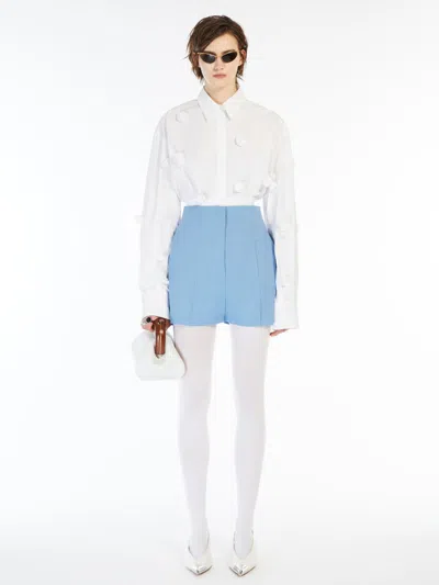 Max Mara Oversized Shirt With 3d Rose Detail In White