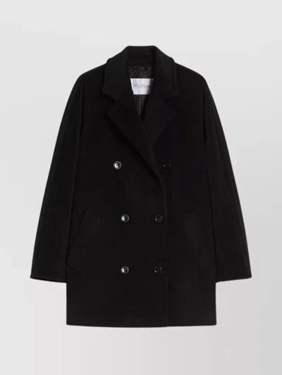 Max Mara Oversized Short Coat Kimono Sleeves In Black
