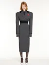 Max Mara Stretch Wool Midi Skirt In Dark Grey