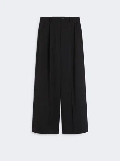 Max Mara Oversized Stretch Wool Trousers In Black