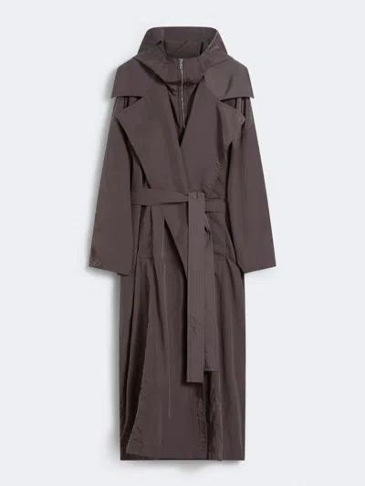 Max Mara Oversized Taffeta Trench Coat In Brown