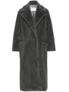 Max Mara Wool And Alpaca Teddy Oversized Coat In Grey
