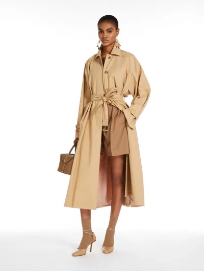 Max Mara Oversized Trench Coat In Water-repellent Canvas In Neutral