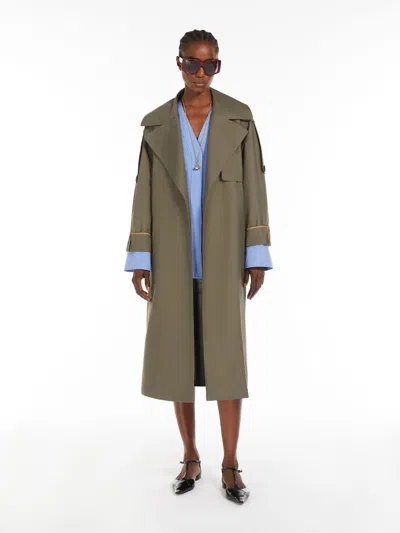 Max Mara Oversized Trench Coat In Water-repellent Twill In Green