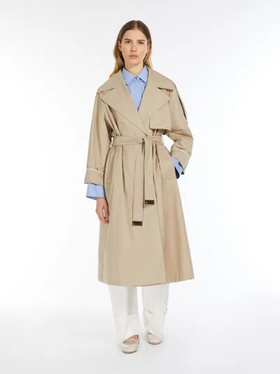 Max Mara Oversized Trench Coat In Water-repellent Twill In Sand