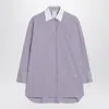 Max Mara Oversized Violet Striped Shirt In Poplin