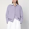 Max Mara Oversized Violet Striped Shirt In Poplin In Purple
