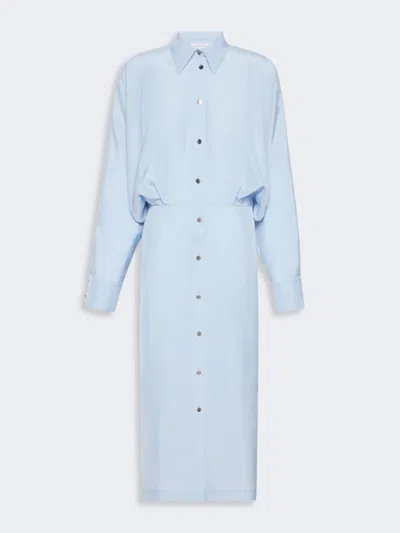 Max Mara Oversized Viscose Shirt Dress In Blue