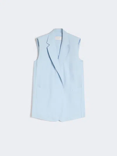Max Mara Oversized Washed Viscose Gilet In Blue