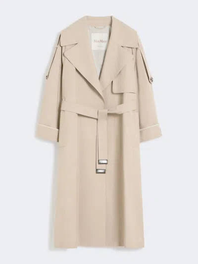 Max Mara Oversized Water-repellent Twill Trench Coat In Neutral