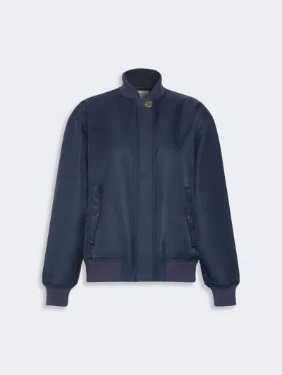 Max Mara Oversized Water-repellent Fabric Bomber Jacket In Blue