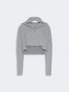 Max Mara Oversized Wool And Cashmere Cropped Sweater In Medium Grey