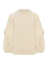 Max Mara Oversized Knitwear With Crew Neck And Buttons In Brown
