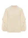 Max Mara Oversized Knitwear With Crew Neck And Buttons In Neutral