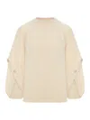Max Mara Oversized Knitwear With Crew Neck And Buttons In Neutral