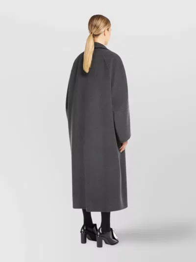 Max Mara Oversized Wool Cashmere Coat With Lapel Collar In Gray