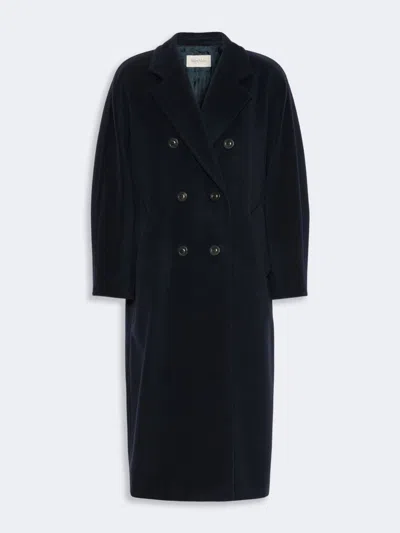 Max Mara Oversized Wool-cashmere Beaver Coat With Roll-back Kimono Sleeves, Horn Buttons & Matching  In Blu