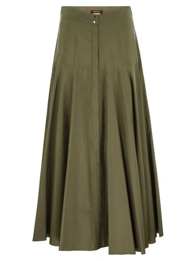 Max Mara Oxiria Pleated Long Skirt In Green