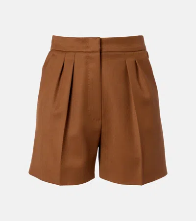 Max Mara Ozieri High-rise Virgin Wool Shorts In Brown