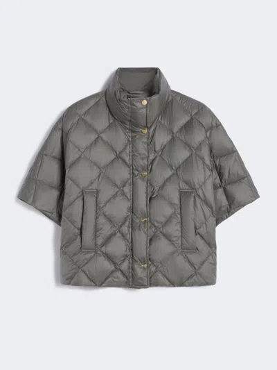 Max Mara Padded Cape In Water-repellent Fabric In Green