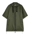 Max Mara Padded Cape With Hood In Water-repellent Canvas In Green