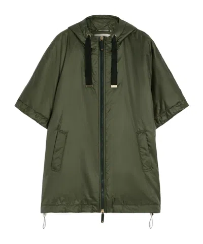 Max Mara Padded Cape With Hood In Water-repellent Canvas