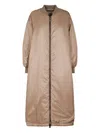 Max Mara Bomber Lungo In Tela Antigoccia Greenb In Brown