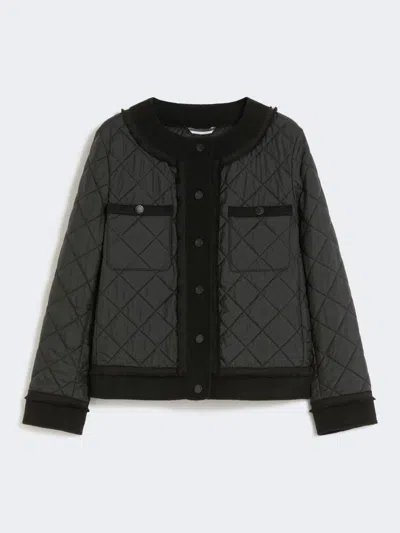 Max Mara Padded Cropped Jacket In Water-repellent Canvas In Black