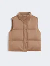 Max Mara Padded Gilet In Camel And Water-repellent Taffeta In Brown