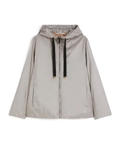 Max Mara Padded, Hooded Jacket In Water-repellent Canvas In Gray