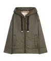 Max Mara Padded, Hooded Jacket In Water-repellent Canvas In Green
