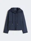 Max Mara Padded, Hooded Jacket In Water-repellent Canvas In Blue