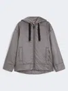 Max Mara Padded, Hooded Jacket In Water-repellent Canvas In Gray