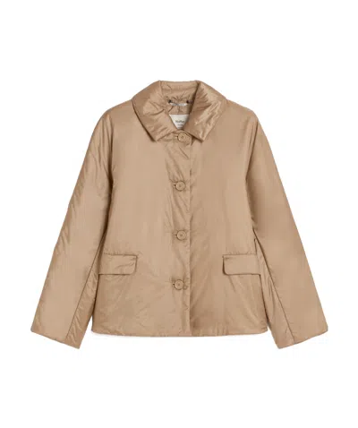 Max Mara Padded Jacket In Water-repellent Canvas In Neutral
