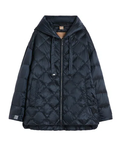 Max Mara Padded Jacket In Water-repellent Iridescent Fabric In Blue
